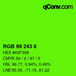 カラーコード: RGB 99 243 8 | qconv.com
