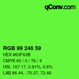 Color code: RGB 99 246 59 | qconv.com