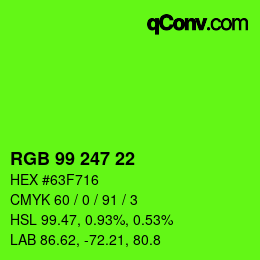 Color code: RGB 99 247 22 | qconv.com