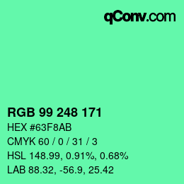 Color code: RGB 99 248 171 | qconv.com