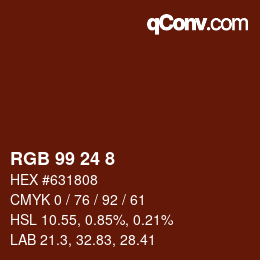 Color code: RGB 99 24 8 | qconv.com