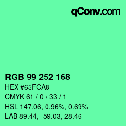 Color code: RGB 99 252 168 | qconv.com