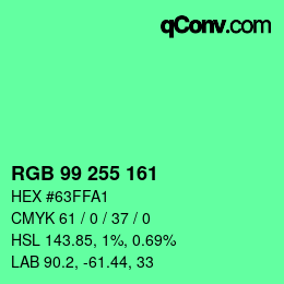 颜色代码: RGB 99 255 161 | qconv.com