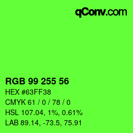 Color code: RGB 99 255 56 | qconv.com