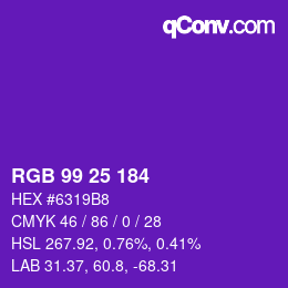 Color code: RGB 99 25 184 | qconv.com