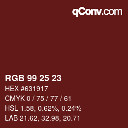 Color code: RGB 99 25 23 | qconv.com