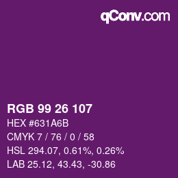 Farbcode: RGB 99 26 107 | qconv.com