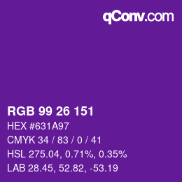 Color code: RGB 99 26 151 | qconv.com