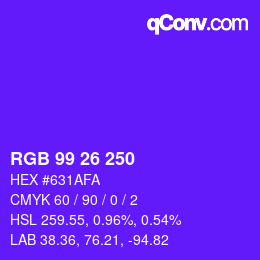 Color code: RGB 99 26 250 | qconv.com