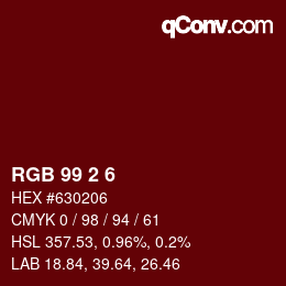 Color code: RGB 99 2 6 | qconv.com