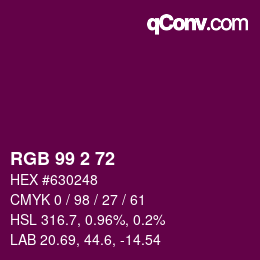 Color code: RGB 99 2 72 | qconv.com