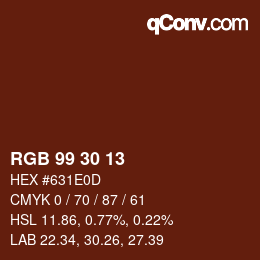 Farbcode: RGB 99 30 13 | qconv.com