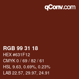 Color code: RGB 99 31 18 | qconv.com