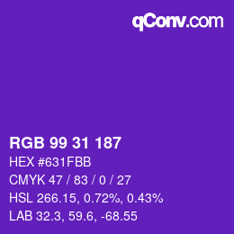 Color code: RGB 99 31 187 | qconv.com