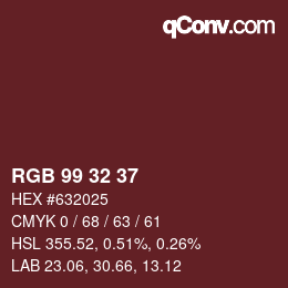 Color code: RGB 99 32 37 | qconv.com