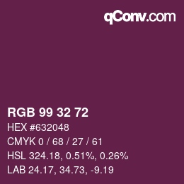 Color code: RGB 99 32 72 | qconv.com