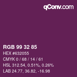 Color code: RGB 99 32 85 | qconv.com
