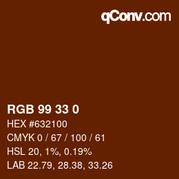 Color code: RGB 99 33 0 | qconv.com