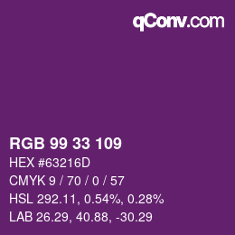 颜色代码: RGB 99 33 109 | qconv.com