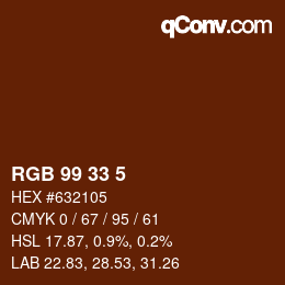 Color code: RGB 99 33 5 | qconv.com