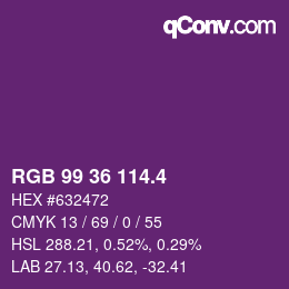 カラーコード: RGB 99 36 114.4 | qconv.com
