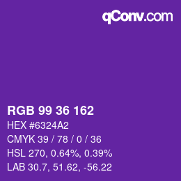 Color code: RGB 99 36 162 | qconv.com