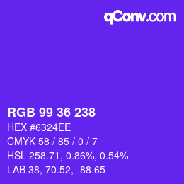 Color code: RGB 99 36 238 | qconv.com