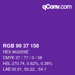 Color code: RGB 99 37 158 | qconv.com