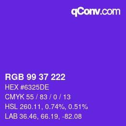 Color code: RGB 99 37 222 | qconv.com