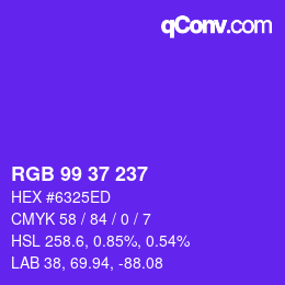 Color code: RGB 99 37 237 | qconv.com