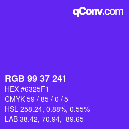 Color code: RGB 99 37 241 | qconv.com