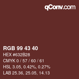 Color code: RGB 99 43 40 | qconv.com