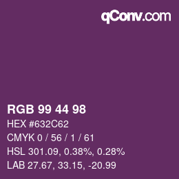 Farbcode: RGB 99 44 98 | qconv.com
