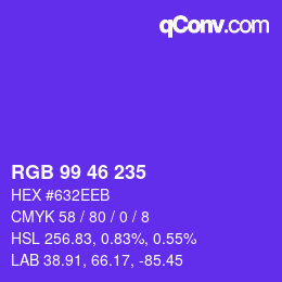 Color code: RGB 99 46 235 | qconv.com