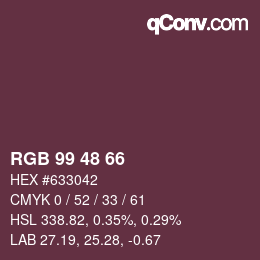 Color code: RGB 99 48 66 | qconv.com