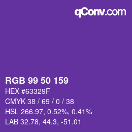 Color code: RGB 99 50 159 | qconv.com