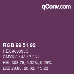 颜色代码: RGB 99 51 92 | qconv.com