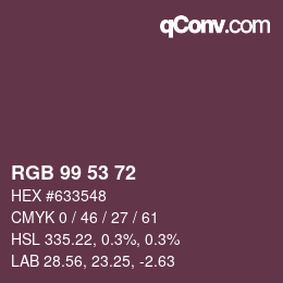 Color code: RGB 99 53 72 | qconv.com