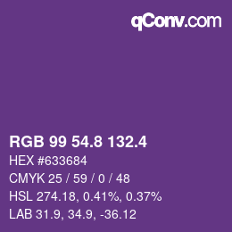 カラーコード: RGB 99 54.8 132.4 | qconv.com