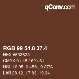 カラーコード: RGB 99 54.8 37.4 | qconv.com