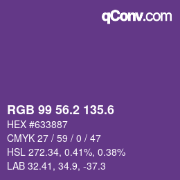 カラーコード: RGB 99 56.2 135.6 | qconv.com