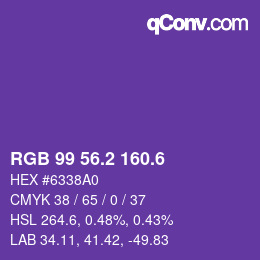 カラーコード: RGB 99 56.2 160.6 | qconv.com
