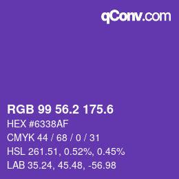 カラーコード: RGB 99 56.2 175.6 | qconv.com