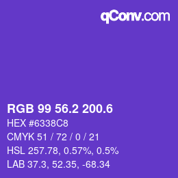 カラーコード: RGB 99 56.2 200.6 | qconv.com