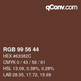 Farbcode: RGB 99 56 44 | qconv.com