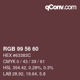 Color code: RGB 99 56 60 | qconv.com