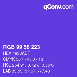 Color code: RGB 99 58 223 | qconv.com