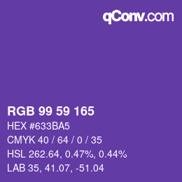 Color code: RGB 99 59 165 | qconv.com