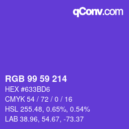 颜色代码: RGB 99 59 214 | qconv.com