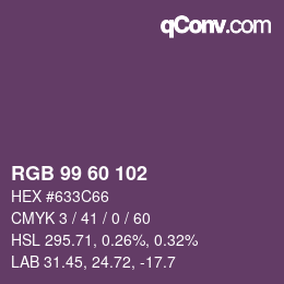 カラーコード: RGB 99 60 102 | qconv.com